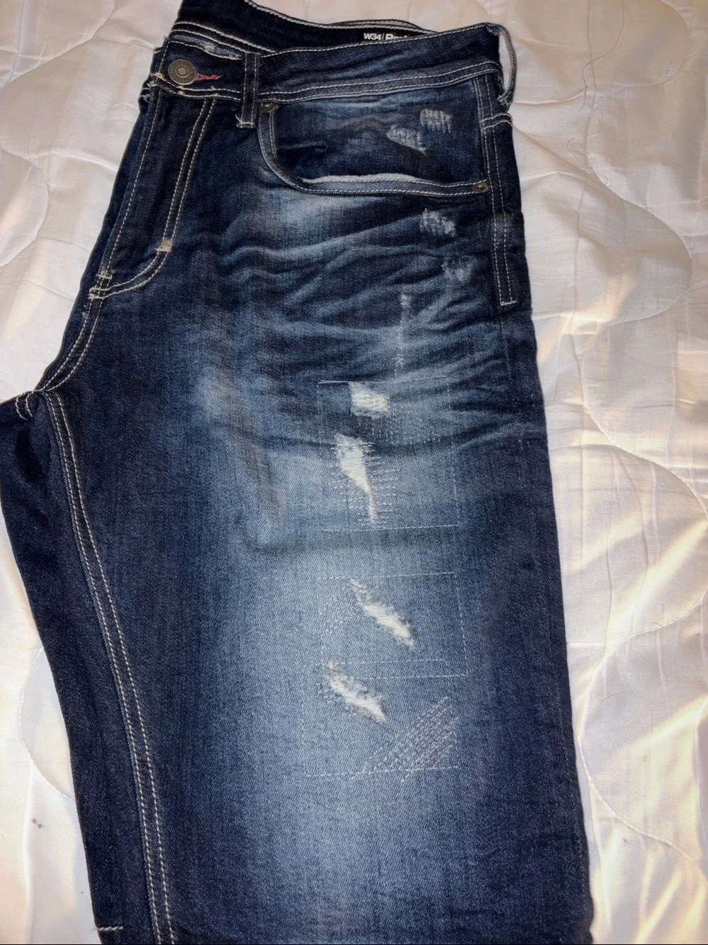 Buffalo David Bitton Distressed Light and Dark Blue Men's Jeans